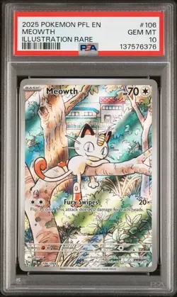 2025 POKEMON PFL EN-PHANTASMAL FLAMES ILLUSTRATION RARE #106 MEOWTH PSA 10 - Image 1