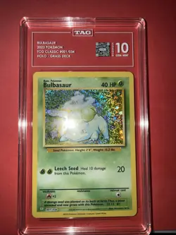Pokemon 2023 Classic Collection Bulbasaur Holo Card 001/034 TAG Gem Mint 10 - Image 1