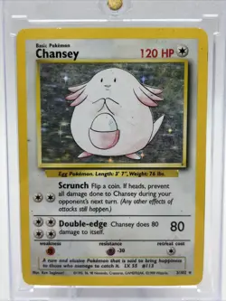 Chansey 3/102 Holo Rare Base Set Unlimited WOTC Pokemon TCG One Touch MP - Image 1