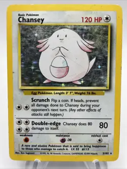 Chansey 3/102 Holo Rare Base Set Unlimited WOTC Pokemon TCG One Touch MP - Image 2