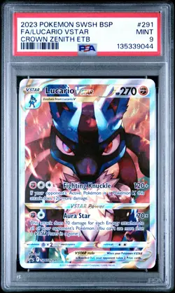 2023 POKEMON SWSH BLACK STAR PROMO #291 FULL ART/LUCARIO VSTAR PSA 9 - Image 1