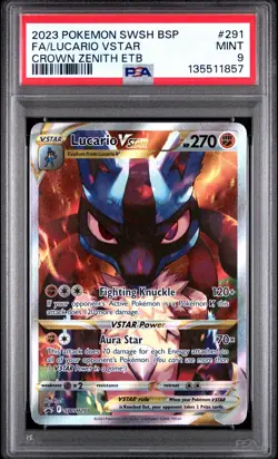 2023 POKEMON SWSH BLACK STAR PROMO #291 FULL ART/LUCARIO VSTAR PSA 9 - Image 1