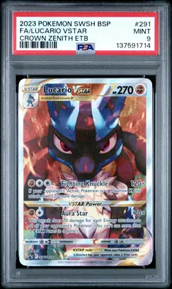 2023 POKEMON SWSH BLACK STAR PROMO #291 FULL ART/LUCARIO VSTAR PSA 9 - Image 1