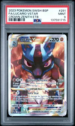 2023 POKEMON SWSH BLACK STAR PROMO #291 FULL ART/LUCARIO VSTAR PSA 9 - Image 1