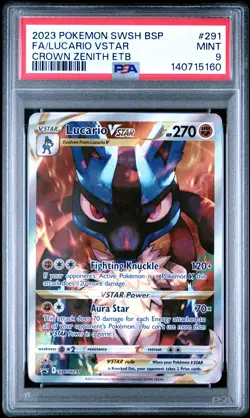 2023 POKEMON SWSH BLACK STAR PROMO #291 FULL ART/LUCARIO VSTAR PSA 9 - Image 1