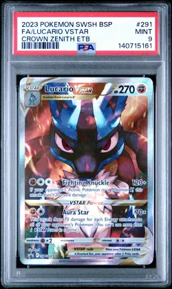 2023 POKEMON SWSH BLACK STAR PROMO #291 FULL ART/LUCARIO VSTAR PSA 9 - Image 1