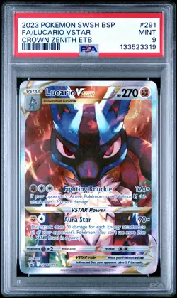 2023 POKEMON SWSH BLACK STAR PROMO #291 FULL ART/LUCARIO VSTAR PSA 9 - Image 1