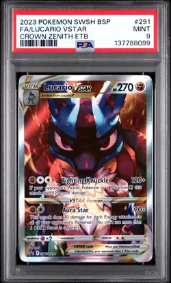 2023 POKEMON SWSH BLACK STAR PROMO #291 FULL ART/LUCARIO VSTAR PSA 9 - Image 1
