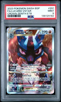 2023 POKEMON SWSH BLACK STAR PROMO #291 FULL ART/LUCARIO VSTAR PSA 9 - Image 1
