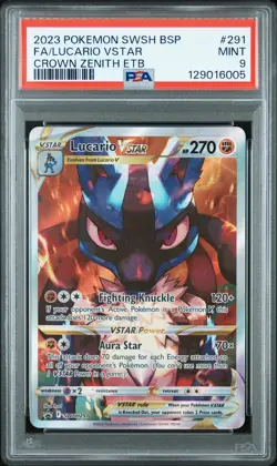 2023 POKEMON SWSH BLACK STAR PROMO #291 FULL ART/LUCARIO VSTAR PSA 9 - Image 1