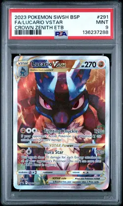 2023 POKEMON SWSH BLACK STAR PROMO #291 FULL ART/LUCARIO VSTAR PSA 9 - Image 1