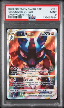 2023 POKEMON SWSH BLACK STAR PROMO #291 FULL ART/LUCARIO VSTAR PSA 9 - Image 1