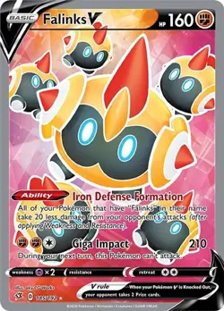 Falinks V - 185/192 - Pokemon Rebel Clash Sword & Shield Full Art Rare Card NM - Image 1