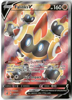 Falinks V (Full Art), Pokemon SWSH02: Rebel Clash Ultra Rare, 185/192 NM - Image 1