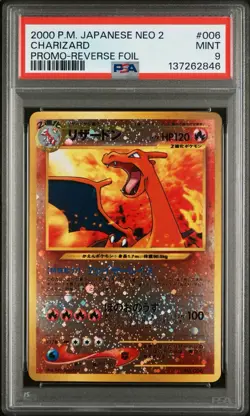 Nintendo Charizard #006 Japanese Neo 2 Promo Reverse Foil PSA 9 2000 Pokemon TCG - Image 1