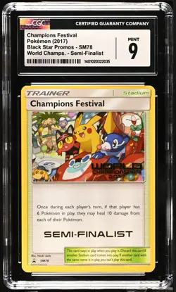 CGC 9 SEMI FINALIST Champions Festival 2017 World Championship SM78 Pokemon MINT - Image 1