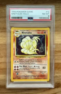 1999 POKEMON BASE SET UNLIMITED #12 NINETALES-HOLO PSA 8 - Image 1