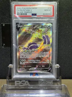 2022 Pokemon TCG Skuntank V Silver Tempest 181/195 Alternate Full Art PSA 10 GEM - Image 1