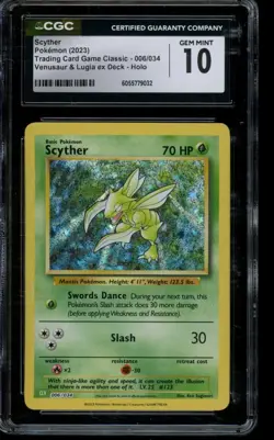 CGC 10 GEM MINT Pokemon Scyther Trading Card Game Classic Holo 006/034 - Image 1