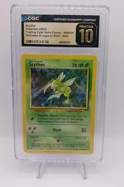 CGC Pristine 10 Pokemon Trading Card Game Classic Scyther -006/034 Holo - Image 1