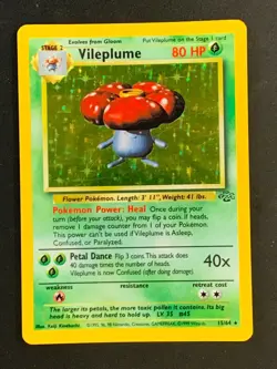 Vileplume 15/64 Jungle set Holo Rare Vintage WOTC Pokemon Card - Image 1
