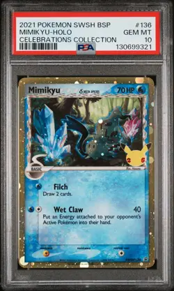 PSA 10 MIMIKYU SWSH136 Delta Species Celebrations Promo Black Star Pokemon 25th - Image 1