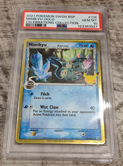 PSA 10 MIMIKYU SWSH136 Delta Species Celebrations Promo Black Star Pokemon 25th - Image 1