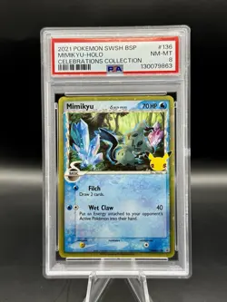 PSA 8 Mimikyu Delta Species Black Star Promo SWSH136 Pokemon Celebrations Holo - Image 1