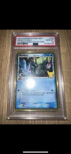 PSA 10 Mimikyu 136 SWSH136 Delta Species Celebrations Promo Black Star Pokemon - Image 1