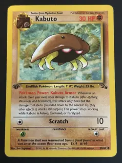 Pokemon TCG Kabuto 50/62 Fossil 1st Edition Regular LP/MP - Image 1