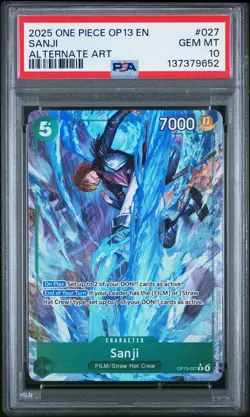 2025 ONE PIECE OP13-CARRYING ON HIS WILL ALTERNATE ART #027 SANJI PSA 10 - Image 1