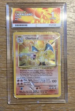 Pokemon TCG Charizard 4/102 Base Set 1999 Holo Rare WOTC Ace Grade 1 - Image 1