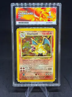 Pokemon TCG Charizard 4/102 Base Set 1999 Holo Rare WOTC Ace Grade 1 - Image 1