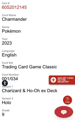 CGC 9 - 2023 POKEMON, CLASSIC CHARIZARD & HO-OH ex DECK 001 CHARMANDER - Image 3