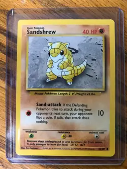 Pokemon TCG Sandshrew Base Set 62/102 Regular Unlimited Common - Image 1