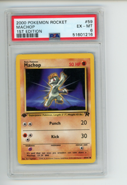 2000 Pokemon Rocket Machop 59/82 1st Edition Non-Holo Common PSA 6 EX-MT - Image 1