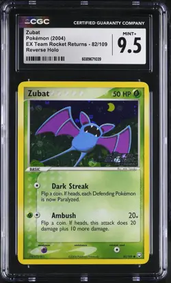 CGC 9.5 Zubat EX Team Rocket Returns 82/109 Reverse Holo Stamped Pokemon Card - Image 1