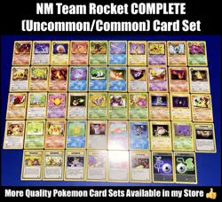 NM (Unlimited) COMPLETE Pokemon TEAM ROCKET 48-Card All UNCOMMON COMMON Set - Image 1