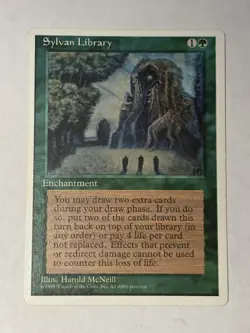 Sylvan Library 4th ED Rare Green Enchantment MTG Card 1995 - Image 1