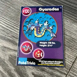Pokemon 1999 Burger King Poketrivia Mewtwo Strikes Back #130 Gyarados - RARE - Image 1