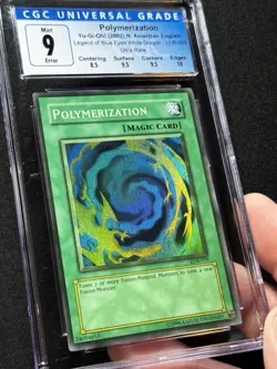 CGC 9 ERROR Yugioh Polymerization #LOB-059 Legend of Blue Eyes INSUFFICIENT INK! - Image 3