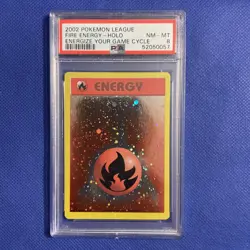 2002 POKEMON LEAGUE ENERGIZE YOUR GAME CYCLE FIRE ENERGY HOLO PSA 8 NR MINT - Image 1