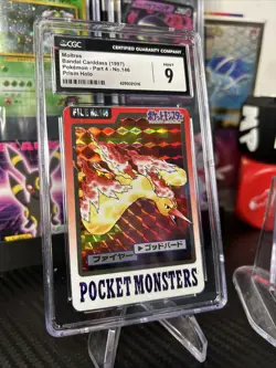 Pokemon 1997 Bandai Cardass Vending #146 Moltres-Prism CGC MINT 9 - Image 1