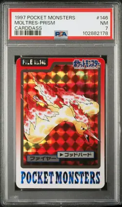 Moltres Pokemon 1997 Prism Bandai Carddass Japanese #146 PSA 7 - Image 1