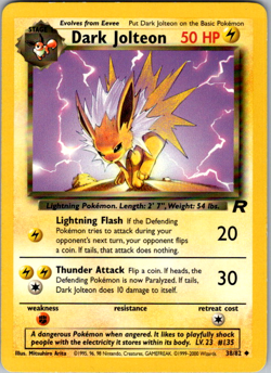 Dark Jolteon Uncommon Unlimited Team Rocket 38/82 LP - Image 1