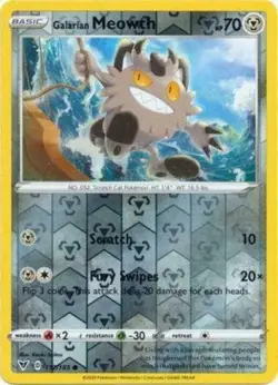 Galarian Meowth #112/185 Reverse Holo 2020 Pokemon Vivid Voltage LP - Image 1