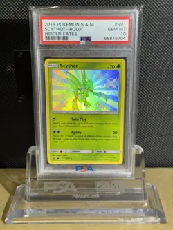2019 Pokemon Sun & Moon Scyther Shiny Holo Rare Hidden Fates PSA 10 - Image 1