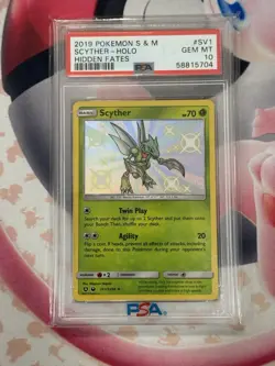 2019 Pokemon Sun & Moon Scyther Shiny Holo Rare Hidden Fates PSA 10 - Image 3