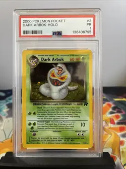 2000 Pokemon Rocket Holo Dark Arbok PSA 1 RARE VINTAGE - Image 1