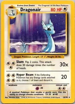 Base Set #018/102 Dragonair Pokemon Moderately Played - Image 1